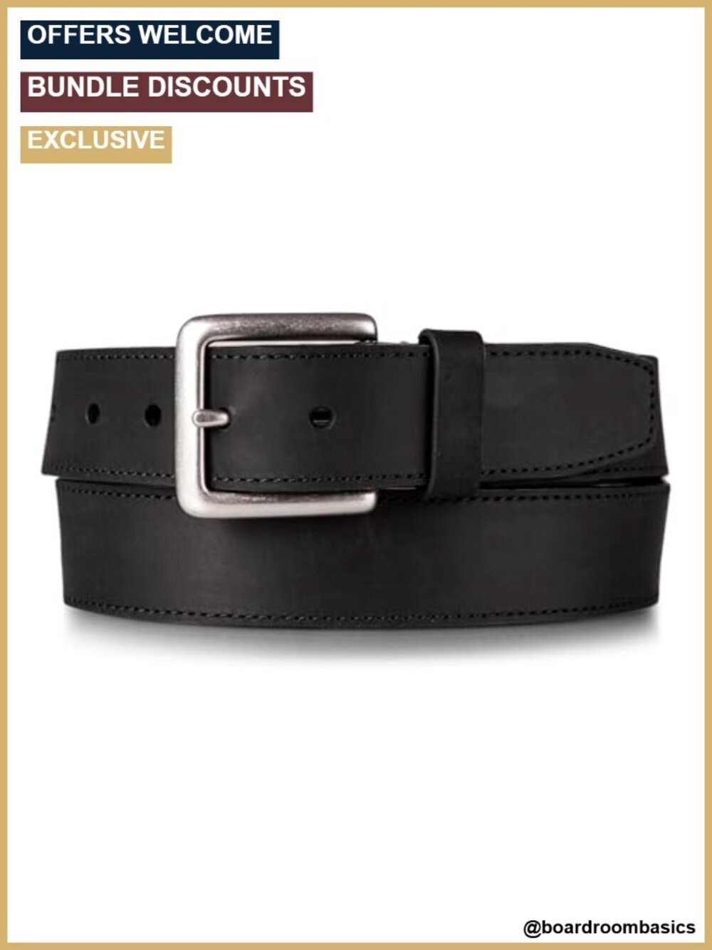 Full Grain Leather Heavy Duty Work Belt Metal Buckle Durable Classic